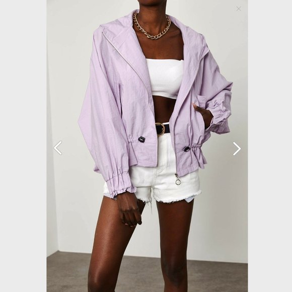 Lilac Pleated Waist Bat Raincoat - Picture 2 of 10